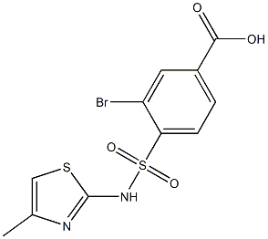 3-bromo-4-[(4-methyl-1,3-thiazol-2-yl)sulfamoyl]benzoic acid Struktur