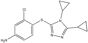 3-chloro-4-[(4,5-dicyclopropyl-4H-1,2,4-triazol-3-yl)sulfanyl]aniline Struktur