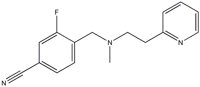 3-fluoro-4-({methyl[2-(pyridin-2-yl)ethyl]amino}methyl)benzonitrile Struktur