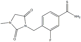 3-fluoro-4-[(3-methyl-2,5-dioxoimidazolidin-1-yl)methyl]benzene-1-carbothioamide Struktur