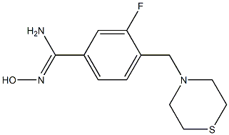 3-fluoro-N'-hydroxy-4-(thiomorpholin-4-ylmethyl)benzene-1-carboximidamide Struktur