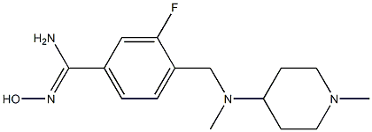 3-fluoro-N'-hydroxy-4-{[methyl(1-methylpiperidin-4-yl)amino]methyl}benzenecarboximidamide Struktur