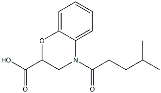 4-(4-methylpentanoyl)-3,4-dihydro-2H-1,4-benzoxazine-2-carboxylic acid Struktur