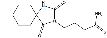 4-(8-methyl-2,4-dioxo-1,3-diazaspiro[4.5]dec-3-yl)butanethioamide Struktur