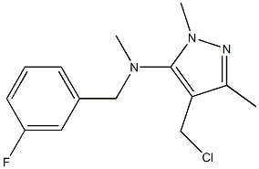 4-(chloromethyl)-N-[(3-fluorophenyl)methyl]-N,1,3-trimethyl-1H-pyrazol-5-amine Struktur