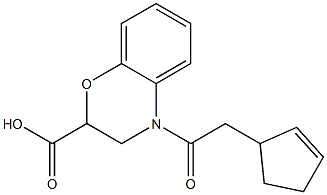 4-(cyclopent-2-en-1-ylacetyl)-3,4-dihydro-2H-1,4-benzoxazine-2-carboxylic acid Struktur