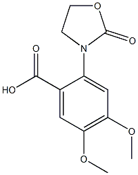 4,5-dimethoxy-2-(2-oxo-1,3-oxazolidin-3-yl)benzoic acid Struktur