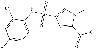 4-[(2-bromo-4-fluorophenyl)sulfamoyl]-1-methyl-1H-pyrrole-2-carboxylic acid Struktur