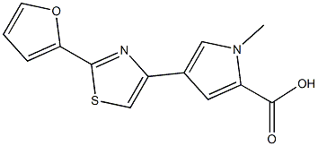 4-[2-(2-furyl)-1,3-thiazol-4-yl]-1-methyl-1H-pyrrole-2-carboxylic acid Struktur