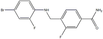 4-{[(4-bromo-2-fluorophenyl)amino]methyl}-3-fluorobenzamide Struktur