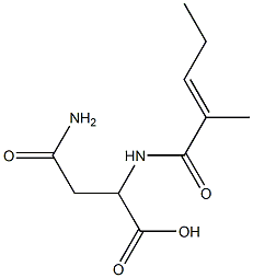 4-amino-2-{[(2E)-2-methylpent-2-enoyl]amino}-4-oxobutanoic acid Struktur