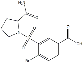 4-bromo-3-[(2-carbamoylpyrrolidine-1-)sulfonyl]benzoic acid Struktur