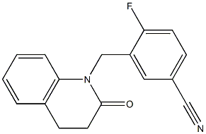 4-fluoro-3-[(2-oxo-3,4-dihydroquinolin-1(2H)-yl)methyl]benzonitrile Struktur