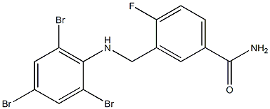 4-fluoro-3-{[(2,4,6-tribromophenyl)amino]methyl}benzamide Struktur