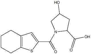 4-hydroxy-1-(4,5,6,7-tetrahydro-1-benzothiophen-2-ylcarbonyl)pyrrolidine-2-carboxylic acid Struktur