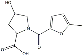 4-hydroxy-1-[(5-methylfuran-2-yl)carbonyl]pyrrolidine-2-carboxylic acid Struktur