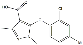 5-(4-bromo-2-chlorophenoxy)-1,3-dimethyl-1H-pyrazole-4-carboxylic acid Struktur