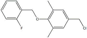 5-(chloromethyl)-2-[(2-fluorophenyl)methoxy]-1,3-dimethylbenzene Struktur