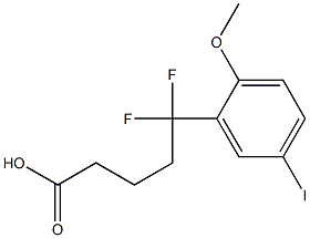 5,5-difluoro-5-(5-iodo-2-methoxyphenyl)pentanoic acid Struktur