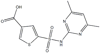 5-[(4,6-dimethylpyrimidin-2-yl)sulfamoyl]thiophene-3-carboxylic acid Struktur