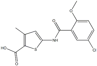 5-[(5-chloro-2-methoxybenzene)amido]-3-methylthiophene-2-carboxylic acid Struktur