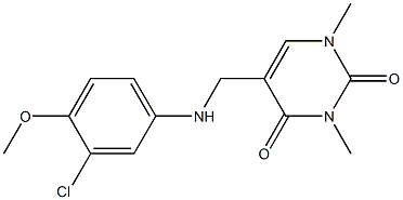 5-{[(3-chloro-4-methoxyphenyl)amino]methyl}-1,3-dimethyl-1,2,3,4-tetrahydropyrimidine-2,4-dione Struktur