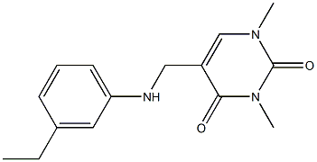 5-{[(3-ethylphenyl)amino]methyl}-1,3-dimethyl-1,2,3,4-tetrahydropyrimidine-2,4-dione Struktur