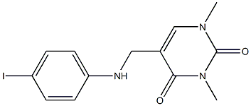 5-{[(4-iodophenyl)amino]methyl}-1,3-dimethyl-1,2,3,4-tetrahydropyrimidine-2,4-dione Struktur