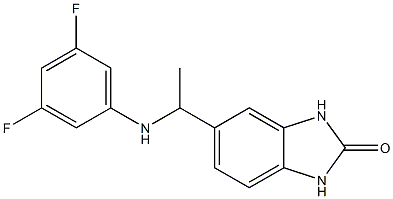 5-{1-[(3,5-difluorophenyl)amino]ethyl}-2,3-dihydro-1H-1,3-benzodiazol-2-one Struktur