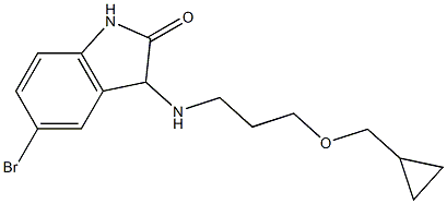 5-bromo-3-{[3-(cyclopropylmethoxy)propyl]amino}-2,3-dihydro-1H-indol-2-one Struktur