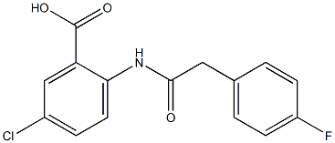 5-chloro-2-[2-(4-fluorophenyl)acetamido]benzoic acid Struktur