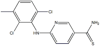 6-[(2,6-dichloro-3-methylphenyl)amino]pyridine-3-carbothioamide Struktur