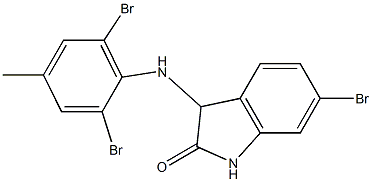 6-bromo-3-[(2,6-dibromo-4-methylphenyl)amino]-2,3-dihydro-1H-indol-2-one Struktur