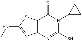 6-cyclopropyl-5-mercapto-2-(methylamino)[1,3]thiazolo[4,5-d]pyrimidin-7(6H)-one Struktur