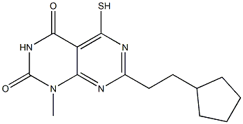 7-(2-cyclopentylethyl)-5-mercapto-1-methylpyrimido[4,5-d]pyrimidine-2,4(1H,3H)-dione Struktur