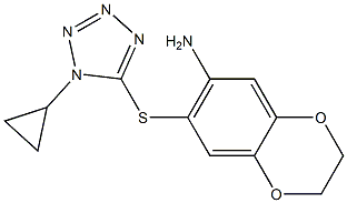 7-[(1-cyclopropyl-1H-1,2,3,4-tetrazol-5-yl)sulfanyl]-2,3-dihydro-1,4-benzodioxin-6-amine Struktur