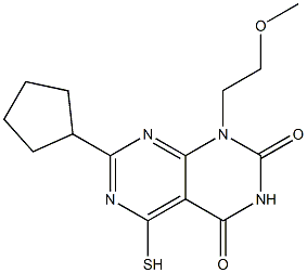 7-cyclopentyl-5-mercapto-1-(2-methoxyethyl)pyrimido[4,5-d]pyrimidine-2,4(1H,3H)-dione Struktur