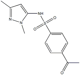 N-(1,3-dimethyl-1H-pyrazol-5-yl)-4-acetylbenzene-1-sulfonamide Struktur