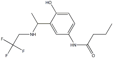 N-(4-hydroxy-3-{1-[(2,2,2-trifluoroethyl)amino]ethyl}phenyl)butanamide Struktur