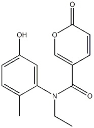 N-ethyl-N-(5-hydroxy-2-methylphenyl)-2-oxo-2H-pyran-5-carboxamide Struktur