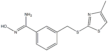 N'-hydroxy-3-{[(4-methyl-1,3-thiazol-2-yl)sulfanyl]methyl}benzene-1-carboximidamide Struktur