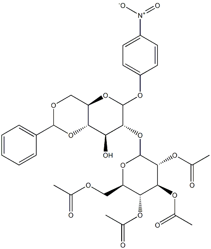 4-Nitrophenyl 4,6-O-Benzylidene-2-O-(2,3,4,6-tetra-O-acetyl--D-glucopyranosyl)--D-glucopyranoside Struktur