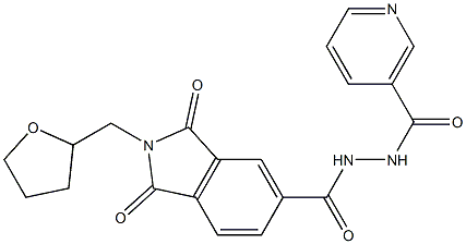 N'-{[1,3-dioxo-2-(tetrahydrofuran-2-ylmethyl)-2,3-dihydro-1H-isoindol-5-yl]carbonyl}nicotinohydrazide Struktur