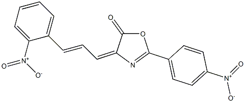 2-{4-nitrophenyl}-4-(3-{2-nitrophenyl}-2-propenylidene)-1,3-oxazol-5(4H)-one Struktur