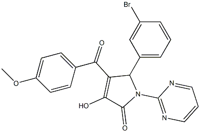 5-(3-bromophenyl)-3-hydroxy-4-(4-methoxybenzoyl)-1-(2-pyrimidinyl)-1,5-dihydro-2H-pyrrol-2-one Struktur