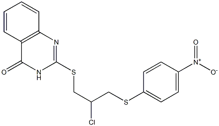 2-{[2-chloro-3-({4-nitrophenyl}sulfanyl)propyl]sulfanyl}-4(3H)-quinazolinone Struktur