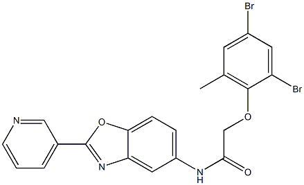 2-(2,4-dibromo-6-methylphenoxy)-N-[2-(3-pyridinyl)-1,3-benzoxazol-5-yl]acetamide Struktur