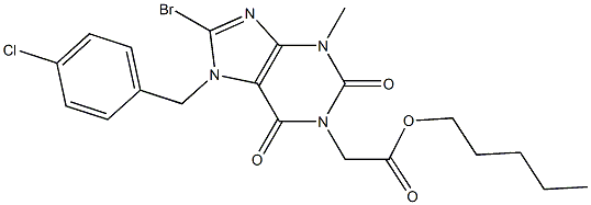 pentyl [8-bromo-7-(4-chlorobenzyl)-3-methyl-2,6-dioxo-2,3,6,7-tetrahydro-1H-purin-1-yl]acetate Struktur