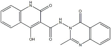 4-hydroxy-N-(2-methyl-4-oxoquinazolin-3(4H)-yl)-2-oxo-1,2-dihydroquinoline-3-carboxamide Struktur