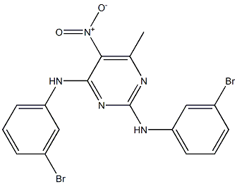 2,4-bis(3-bromoanilino)-5-nitro-6-methylpyrimidine Struktur